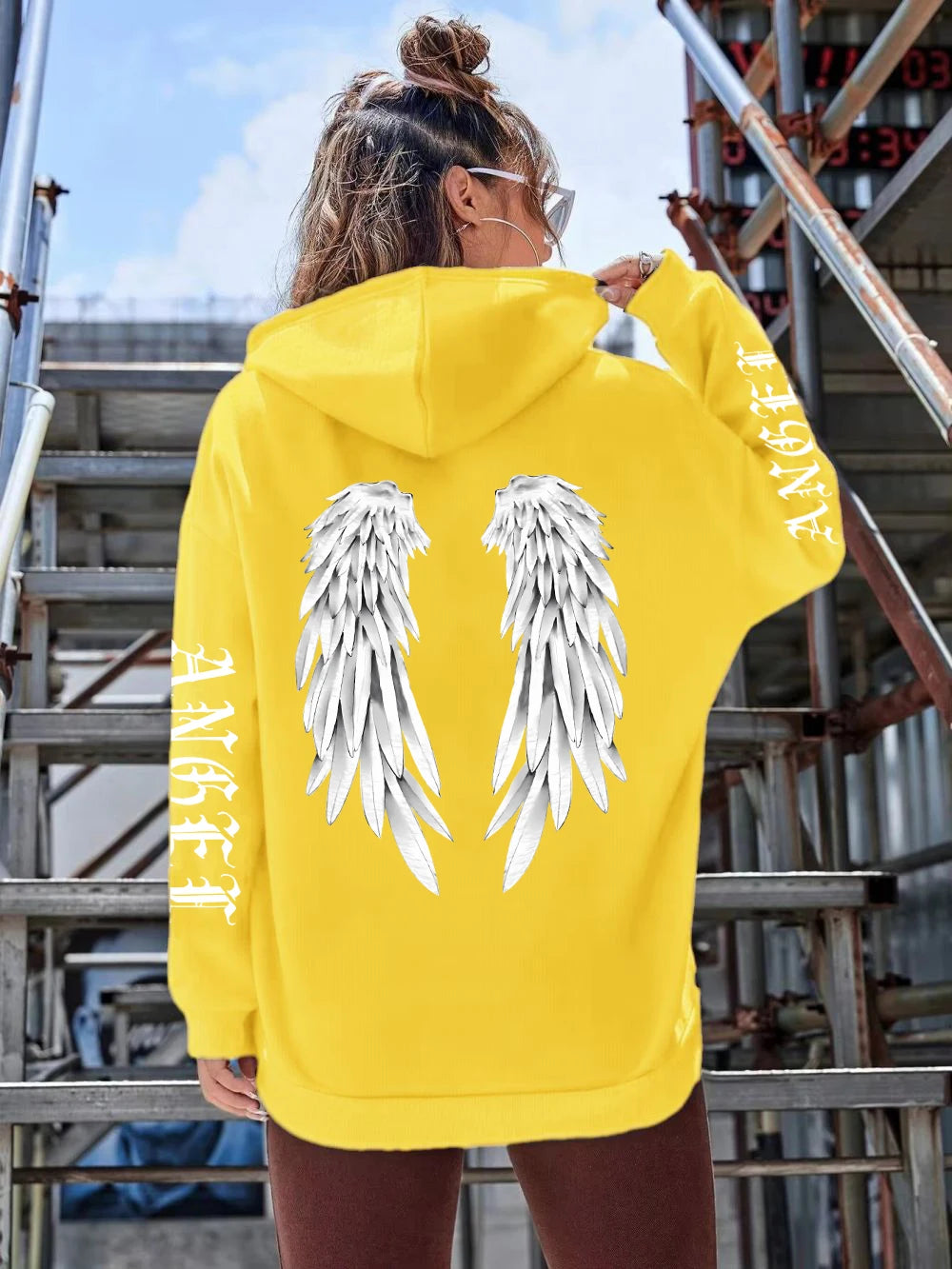 Schöne Engelsflügel bedruckte Hoodies für Damen, warm, bequem, lässig, Kapuzenpullover, modisch, klassisch, locker, originelle Basic-Kleidung