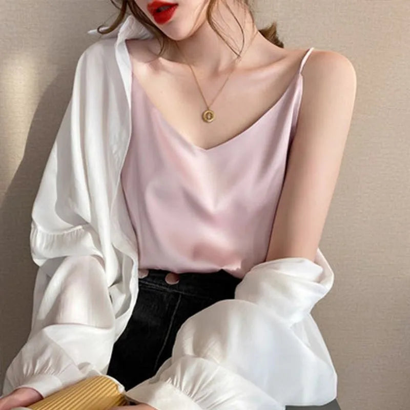 Sexy Riemen Crop Top Frauen Neck holder V-Ausschnitt Basic weiß schwarz Cami ärmellose Satin Tube Tank Tops Frauen Sommer Y2k Leibchen