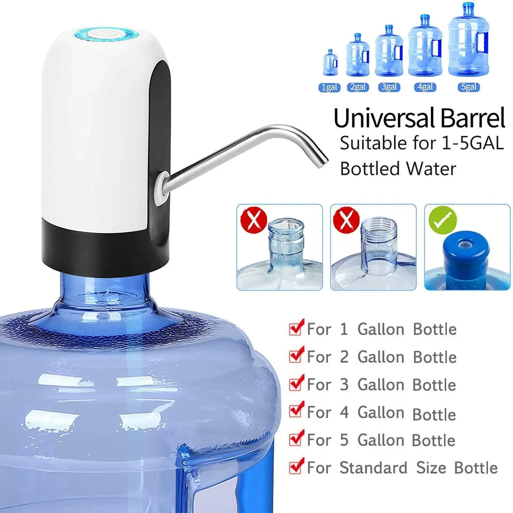 1pcwhite/schwarze Wasser flaschen pumpe USB-Lade-Auto-Schalter Trink spender mit einem Klick