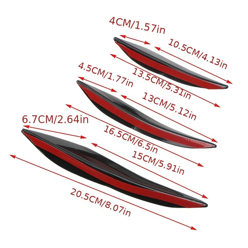 6pcs/set Universal Front Bumper Lip Decoration Diffuser Splitter Fins Body Spoiler Canards Valence Chin Car Tuning Canard