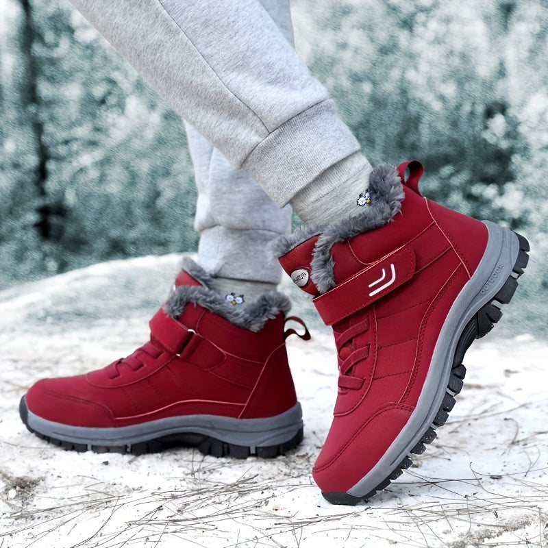 Women's Black Waterproof Non-slip Outdoor Sneakers, Winter Thermal Insulated Shoes, Women's Footwear