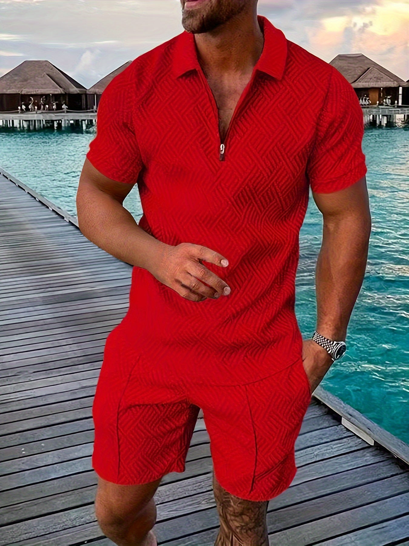 Men's T-shirt short sleeve + shorts casual sports suit blue